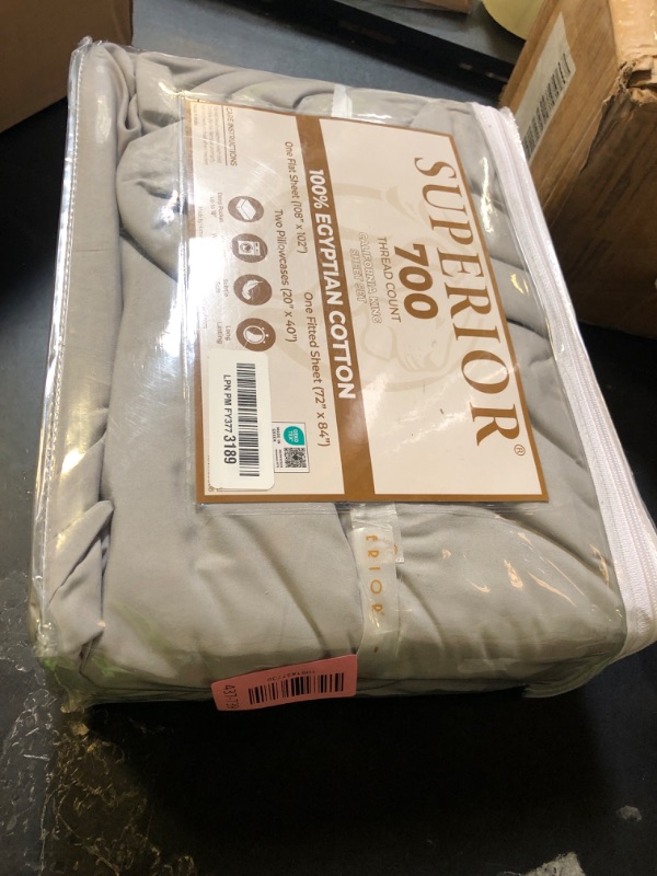 Photo 1 of Superior 700 Thread Count Egyptian Cotton Sheet Set, Bedroom Sheets, Home Essentials, Bedding Basics, 1 Elastic Deep Pocket Fitted Bed Sheet, 1 Flat Sheet, 2 Pillowcases, California King, Chrome