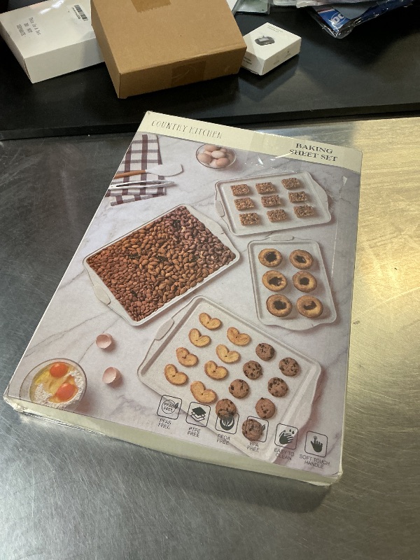 Photo 1 of Country Kitchen Nonstick Stackable Bakeware Set - Heavy Duty, Durable, Easy Release Baking Set, Cream, 4 Pcs