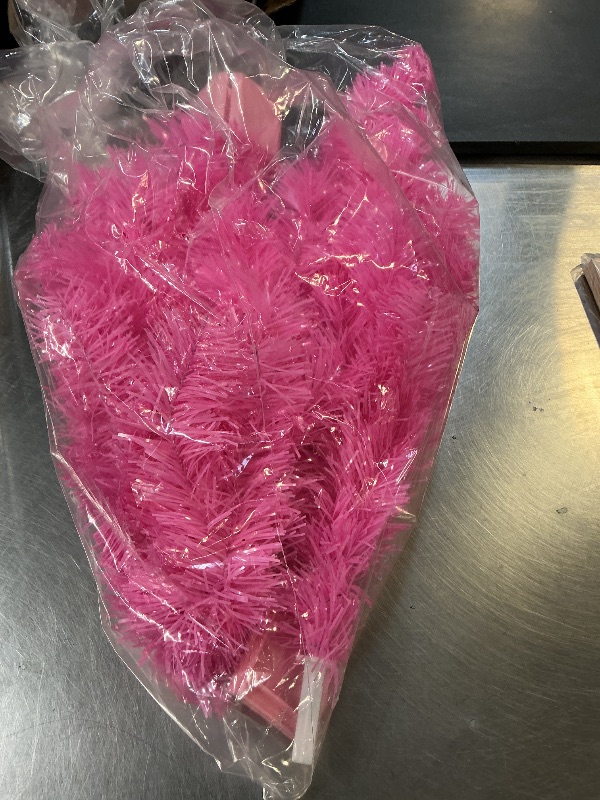 Photo 1 of [ 12 Modes & Remote Control ] SURCVIO 3 Ft Christmas Tree with Timer 50 Four Color LED Lights DIY 15 Ball Ornaments Star Artificial Xmas Tree Indoor Outdoor Home Holiday Decorations (Pink)