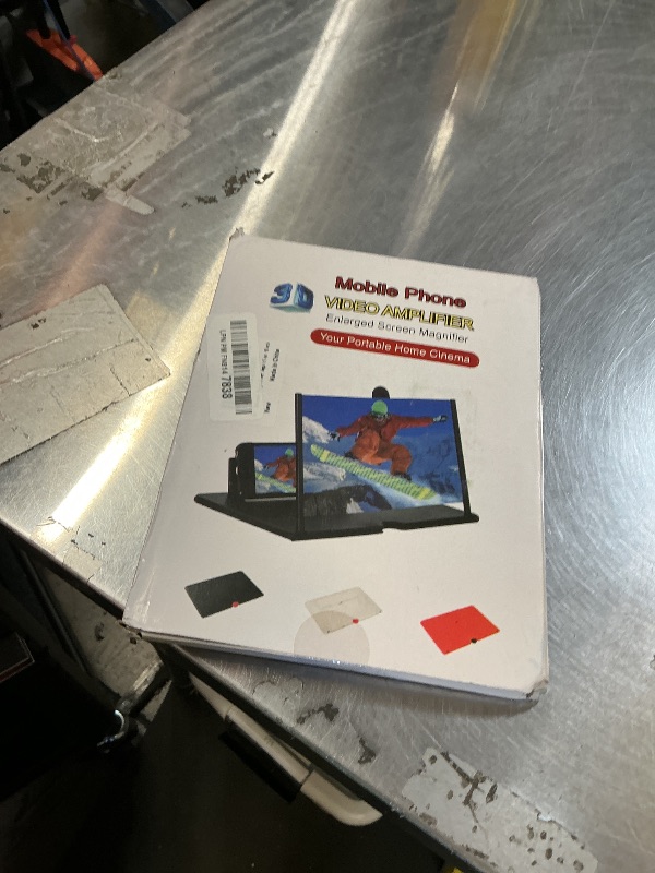 Photo 1 of 10'' Screen Magnifier Amplifier 3D HD Smart Mobile Phone Movies Amplifier with Leather Foldable Holder Stand for Any Smartphone (Black)