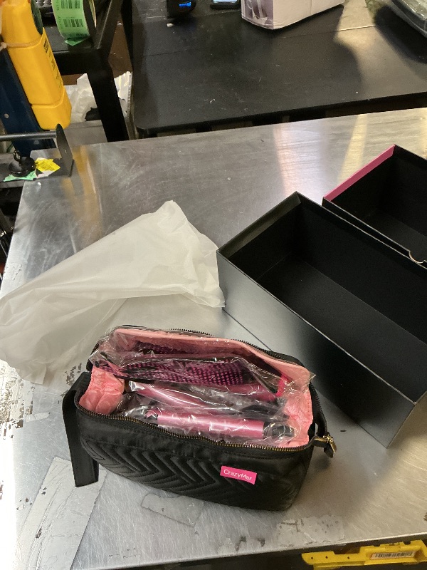 Photo 1 of 5 in 1 Automatic Rotating Curling Iron Set, CrazyMar Curling Wand Set - 5 Barrels (3/4,1,1/4 Inch) Dual Voltage Curling Wand for Professional Hair Styling, Travel, Ceramic Coating(Hot Pink)