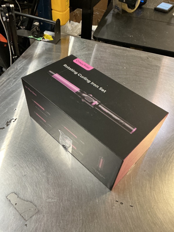 Photo 1 of 5 in 1 Automatic Rotating Curling Iron Set, CrazyMar Curling Wand Set - 5 Barrels (3/4,1,1/4 Inch) Dual Voltage Curling Wand for Professional Hair Styling, Travel, Ceramic Coating(Hot Pink)