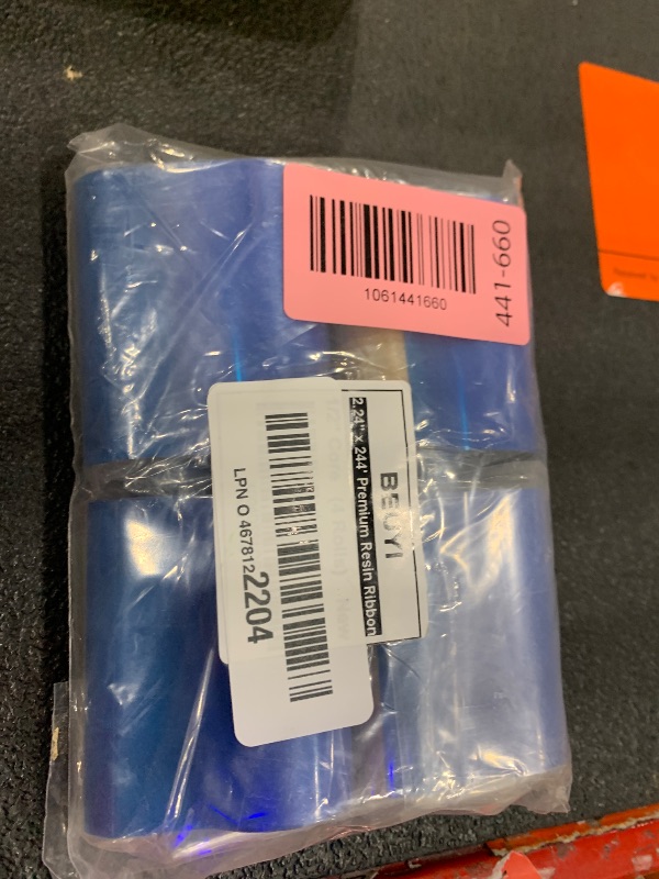 View 2 of (4 Rolls) 2.24" x 244' Premium Resin Ribbon, 57mm x 74m Black Thermal Transfer Ribbon for 2'' Desk-Top Thermal Label Printers Like Zebra TLP2824, TSC, GoDex, Honeywell.. 1/2'' core