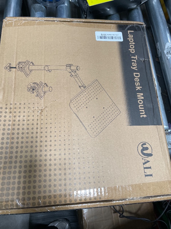 Photo 1 of ***MISSING HARDWARE***WALI Laptop Tray Desk Mount for 17inch Notebook, Fully Adjustable Laptop Arm up to 22lbs, Monitor Mount with Vented Cooling Platform Stand (M00LP), Black