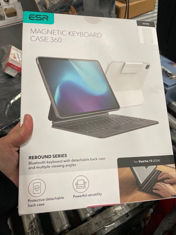 Photo 1 of [Upgraded] ESR iPad Pro 13 Inch Case with Keyboard (M5/M4, 2025/2024), iPad Pro 13 Keyboard Case with Magnetic Stand, Portrait/Raised Modes for iPad Pro 13, Removable, Rebound 360 Series,White