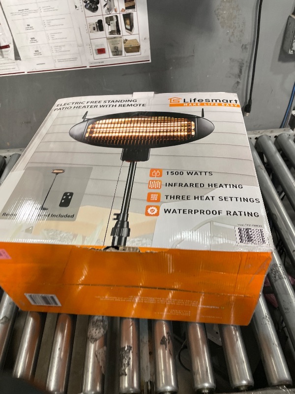 Photo 1 of (MISSING SCREWS, PARTS SOLD) BLACK+DECKER Patio Floor Electric Heater, Patio Heater Stand for Outdoors with 3 Heat Settings