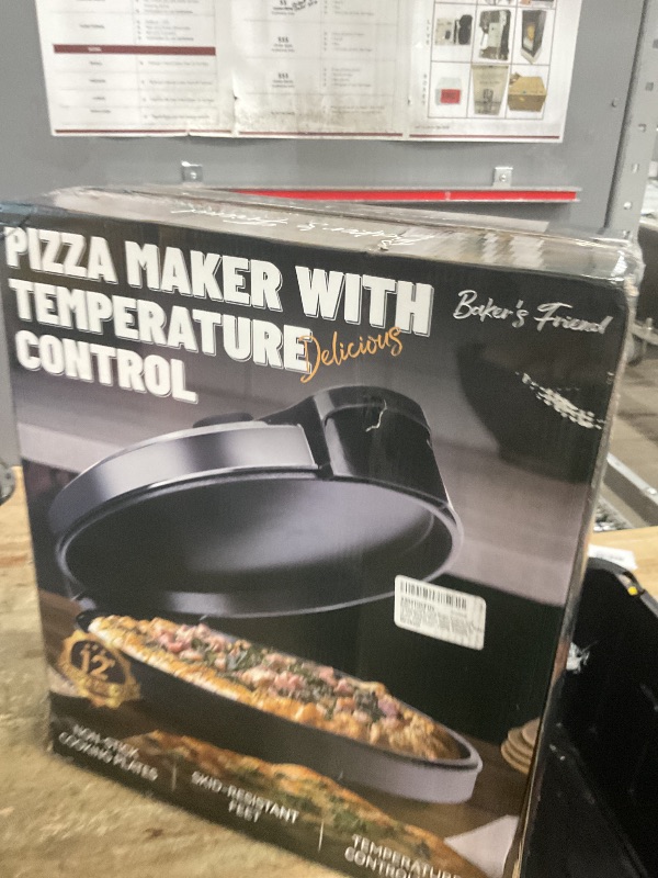Photo 1 of **FOR PARTS ONLY/ NON-FUNCTIONAL (BROKEN)*** Baker’s Friend Pizza Maker Electric with Temperature Control, Indoor Quesadilla Maker, 12 Inch Electric Pizza Maker Machine for Home, Pizza Cooker, 1400W, Graphite