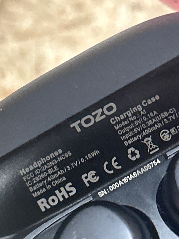 Photo 1 of **LEFT EAR DOESNT WORK**TOZO A1 Wireless Earbuds Bluetooth 5.3 Light Weight in Ear IPX5 Waterproof Headphones 2 Mic for AI Calls, Immersive Premium Sound Bass Headset with Charging Case, 32 Presets EQ Customization via App