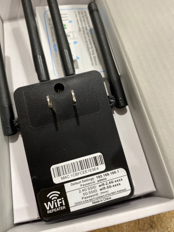 Photo 1 of 1200Mbps Dual Band 5GHz/2.4GHz WiFi Extender, WiFi Extender Signal Booster, 12880 Sq.Ft Coverage, 105-Device Support, Setup for Home & Outdoor Use