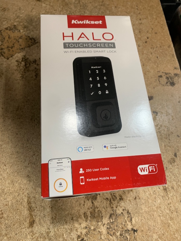 Photo 1 of **MISSING BATTERY PACK** Kwikset Halo Wi-Fi Smart Lock, Keyless Entry Front Door Touchscreen Deadbolt, Matte Black Finish, Grade AAA Certified, UL Listed, Easy Install No Hub, App Control