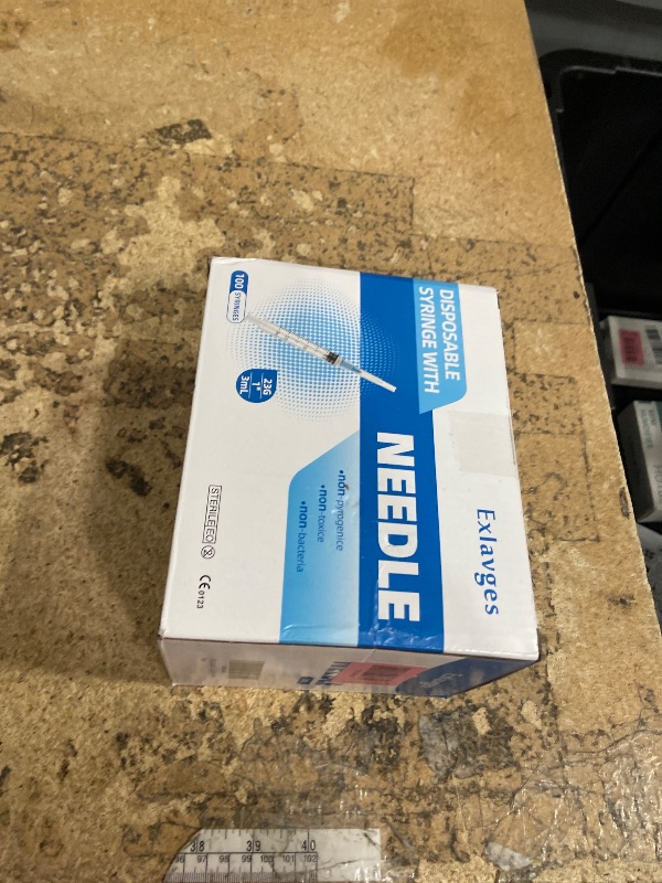Photo 1 of 100 Pack Disposable 3ml/cc Lab Syringes with 23Ga 1 Inch Needle Luer Lock, Individually Sealed Packed