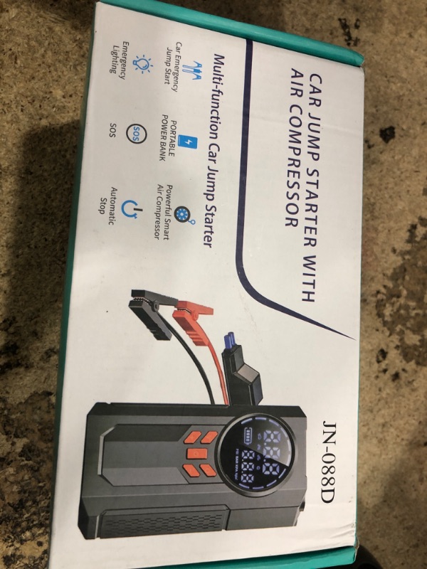 Photo 1 of ***FOR PARTS ONLY (WONT HOLD CHARGE)*** Jump Starter with Air Compressor, 5000A 160PSI Battery Jumper Starter Portable (9.0 Gas/8.0L Diesel), 12V Jump Box Car Battery Jump Starter with Smart Jumper Cables, LED Light, LCD Display