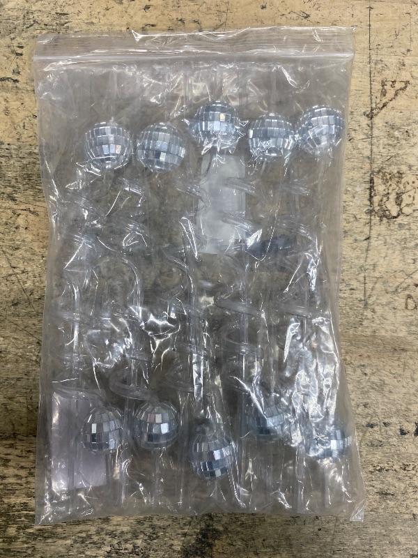 Photo 1 of 12 PCS Disco Ball Straws, Disco Ball Decor, 70s Disco Ball Straws, 1970s Fever Retro Disco Party Decorations