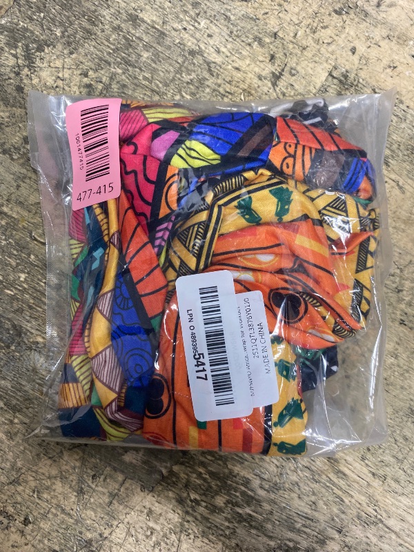 Photo 1 of **PARTIAL SET MISSINFG ALL EARRINGS** WTYPOPK African Head Wraps for Black Women - 4 Pairs Lightweight Teardrop Leather African Earrings & 4 Pieces Non-Slip Stretchy Boho Headbands, Bright Print African Headpiece for Daily Wear