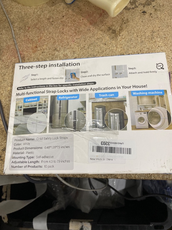 Photo 1 of 10 Pack Cabinet Locks Baby Proofing, Child Proof Cabinet Locks with 3M Adhesive - Easy Installation with Adjustable Straps, Multi-Purpose Child Safety Latches for Drawers Fridge Trash Cans Toilets