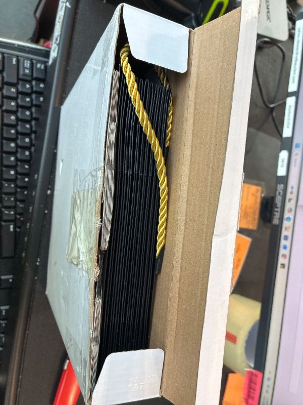 Photo 1 of *USED*
Clysee 25 Pcs Mini Birthday Gift Bags with Handles Black and Gold Party Favor Bags Bulk for Birthday Wedding Anniversary Supplies Decorations, 5.51 x 2.36 x 4.72 Inches (Cheers to 50)