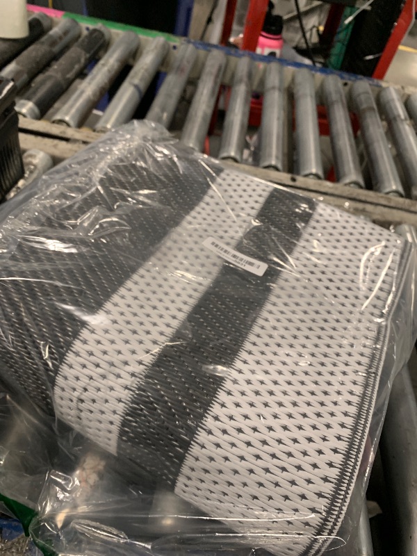 Photo 2 of HappyTrends Outdoor Rug Reversible Portable Plastic Straw Camping Rugs for Outside RV,Large Waterproof Outdoor Area Rugs for Patio,Deck,Porch,Balcony(5'x 8',White&Gray)