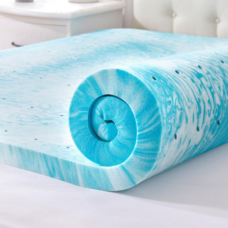 Photo 1 of  3 INCH Memory Foam Gel Infused Swirl Foam Pad,Pressure Relief Back Pain,Bed Topper for Body Support