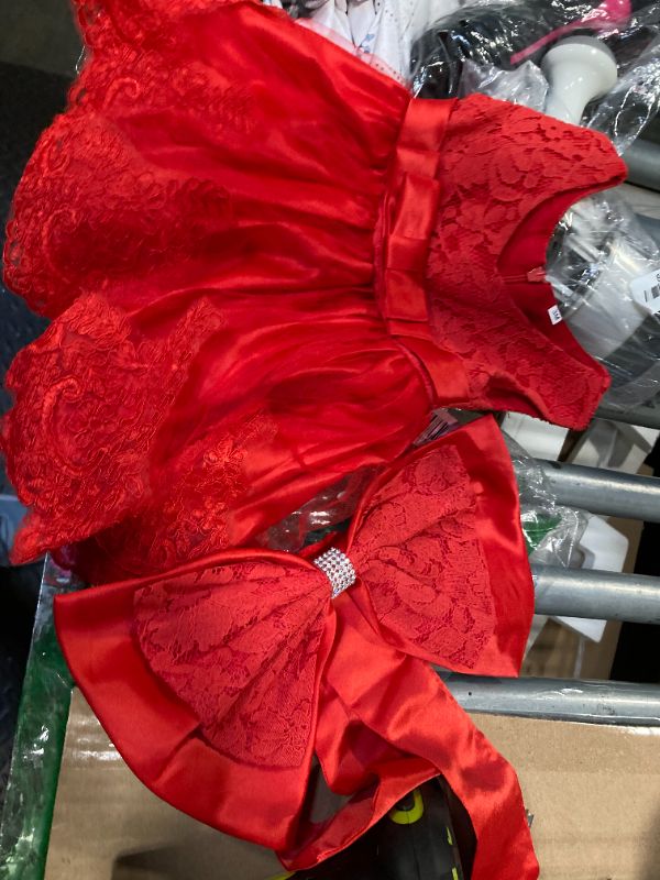 Photo 1 of ***VERIFY ACTUAL IMAGE // SIMILAR PRODUCT*** Newborn Baby Girls Formal Dress Infant Birthday Party Lace Frocks Easter Dresses with Headwear (Red 8348,3M)