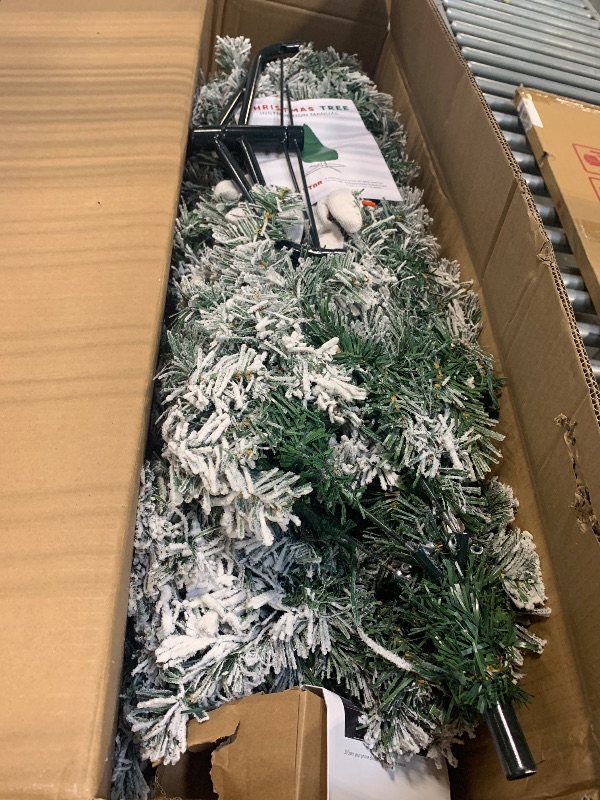 Photo 1 of *UNTESTED*
HOLLO STAR 6 ft Flocked Prelit Christmas Tree with 250 LED Lights, App Control, Skinny Artificial Pencil Christmas Tree, Multi-Color RGBW Lights, 770 Branch Tips, for Small Space, Home, Party