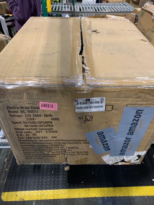 Photo 1 of VEVOR Drain Cleaner Machine 100FT x 1/2 Inch, Auto Feed Sewer Snake Drain Auger on Wheels, Portable Drain Cleaning Machine with 8 Cutters & Air-activated Foot Switch for 2" to 4" Pipes