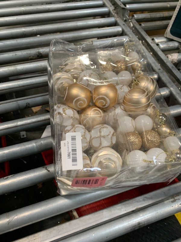 Photo 1 of 100Pcs Shatterproof Christmas Ornaments Set for Tree Large Christmas Tree Baubles Bulk Christmas Decor with Assorted Designs Perfect Christmas Ball Ornaments for Holiday Decorating, Champagne Gold