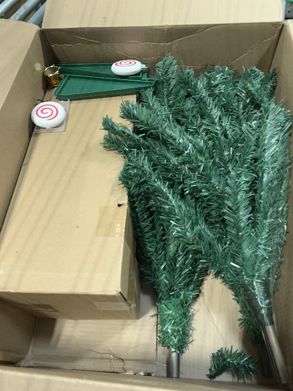 Photo 1 of [ 71 Ornaments ] 4 Ft Mini Artificial Christmas Tree with 100 Warm White Light 3D Star Merry Christmas Sign Ball Bow Deer Snowflake Gift Box Timer Battery Operated Xmas Tree for Indoor Home Decoration