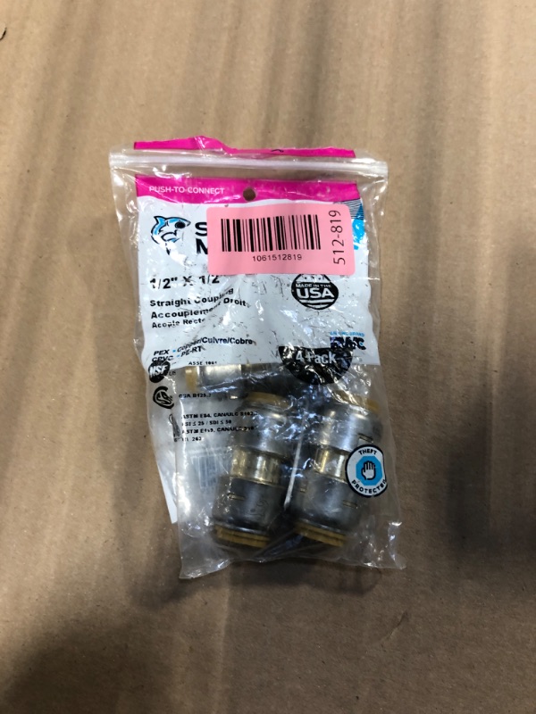 View 2 of ***** ONLY 3 **** SharkBite Max 1/2 Inch Coupling, Pack of 4, Push to Connect Brass Plumbing Fitting, PEX Pipe, Copper, CPVC, PE-RT, HDPE, UR008A4