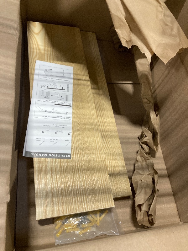 Photo 1 of **** BRAKETS INSIDE WOOD PLANKS *** BAYKA Floating Shelves, 22.5 inches Wall Mounted Wood Shelves for Bathroom, Bedroom, Living Room, Kitchen, Hanging Shelf for Books/Storage/Decor (Oak-Toned,Set of 2)