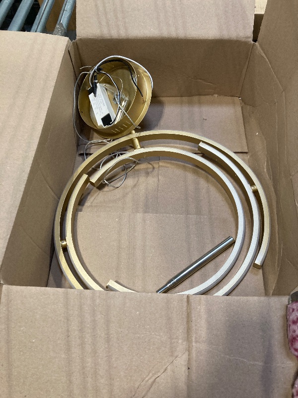 Photo 1 of **** NO MANUAL **** VIOLOEMI Modern Gold LED Chandelier, Globe 4000K Pendant Light Fixture, Round Adjustable Height Dining Room Hanging Light for Kitchen Island Bedroom Hallway Foyer(15.75Inch)