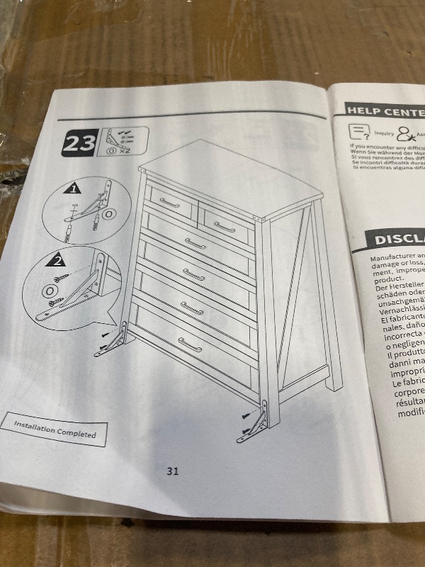 View 2 of **** PHOTO FOR REFERENCE *** Thacuok 6 Drawer Dresser for Bedroom, 43" Tall Wooden Chest of Drawers, Rustic Farmhouse Dresser with Large Drawers & Metal Handles, Modern Storage Organizer for Closet, Living Room, Hallway, White