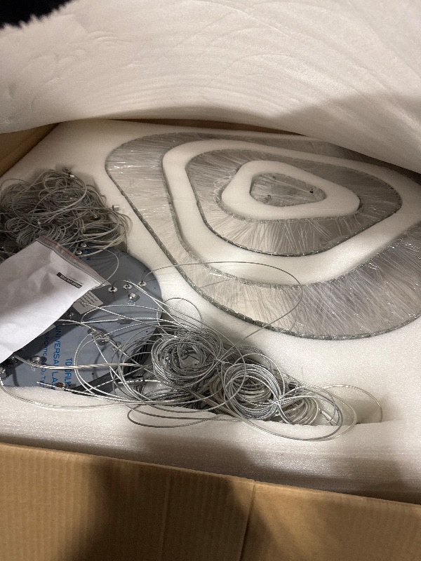 Photo 1 of ** BRAND NEW ITEM/ HARDWARE INCLUDED** Shial Lighting Modern Crystal Chandeliers for High Ceiling 6 Ring Chandelier LED Silver Ceiling Lights Fixtures High Ceiling Chandelier for Foyer Staircase Living Room Dining Room 2700K-6000K