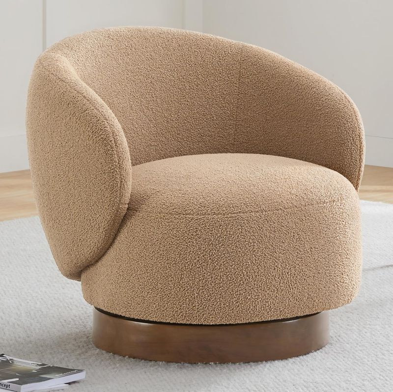 Photo 1 of ** SIMILAR / USED ** Jofran Sutton Mid-Century Modern Upholstered Split-Back Curved Sculpture Swivel Accent Chair,Sand