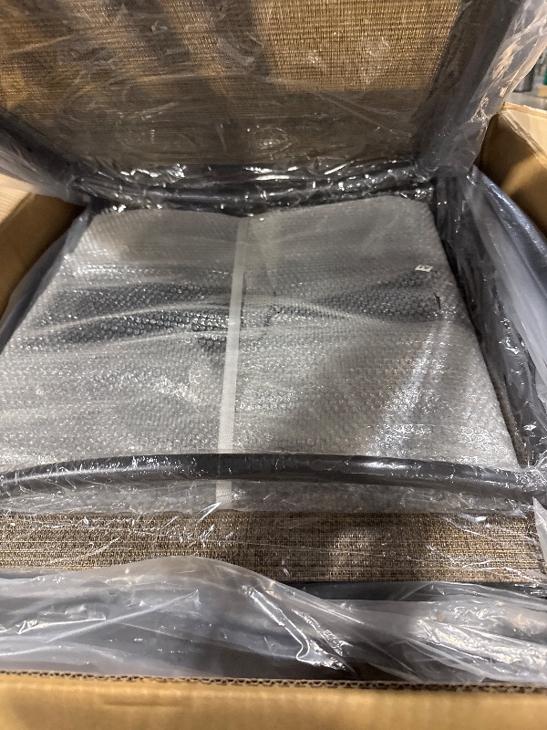 Photo 1 of ** SET TWO BOX* ** Shintenchi 3 Piece Rocking Bistro Set, Outdoor Furniture with Rocker Chairs and Glass Coffee Table Set of 3, Balcony, Porch Furniture for Small Space, Brown