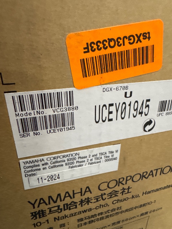 Photo 1 of ** BRAND NEW ITEM ** Yamaha DGX-670B, 88-Key Weighted Digital Piano with Sustain Foot Switch and Music Rest, Black - Furniture Stand Sold Separately