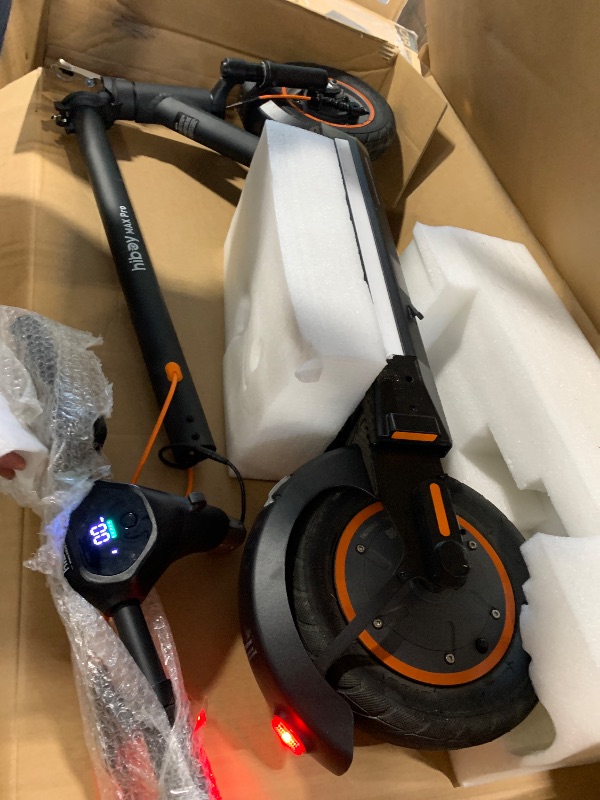 Photo 1 of ** VERY USED / WORN TIRES / FUNCTIONAL TESTED **Hiboy MAX Pro Electric Scooter, 46.6 Mi Long Range, 22 MPH Power by 650W MAX Motor, 11'' Pneumatic Tires, Split Hub Design, Dual Suspension, 265lbs MAX Load, Commuting Electric Scooter for Adults