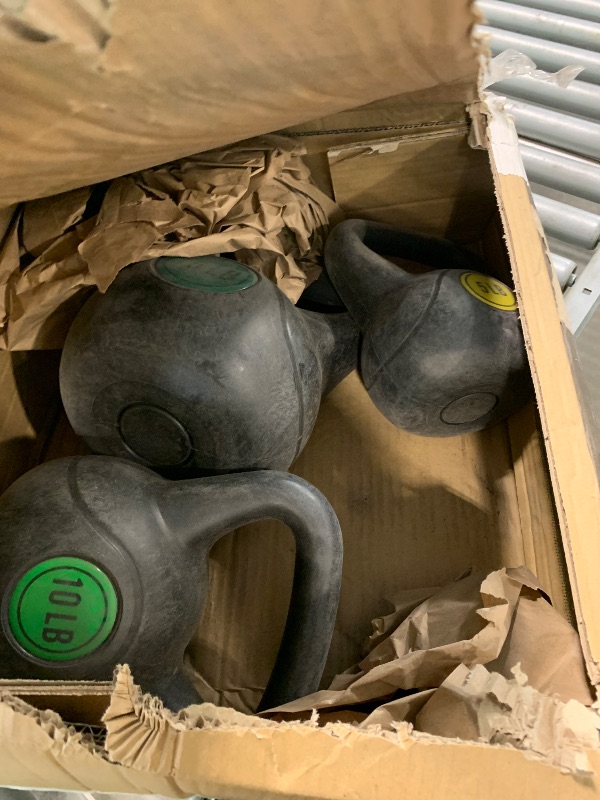 Photo 1 of ** VERY USAED/ DIRTY *** Fitvids Kettlebell Sets 3 Piece Strength Training KettleBells Weight Set 5lb, 10lb, 15lb Kettle Bell