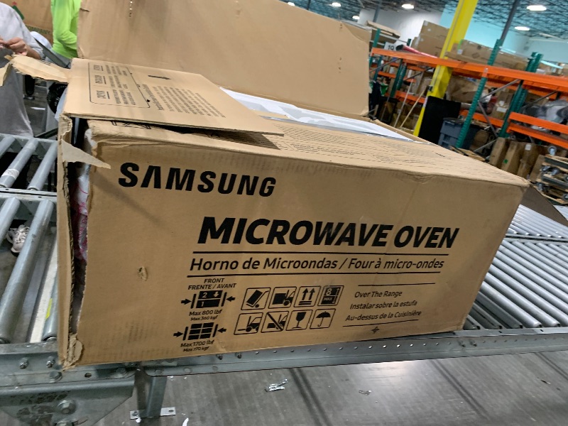 Photo 1 of ** USED / FUNCTIONAL TESTED** SAMSUNG 1.1 Cu Ft Smart SLIM Over the Range Microwave Oven w/ 550 CFM Hood Vent, Wi-Fi, Voice Control, LED Light Bar, Sensor Cook, 1100 Watt, ME11A7710DS/AA, Fingerprint Resistant Stainless Steel