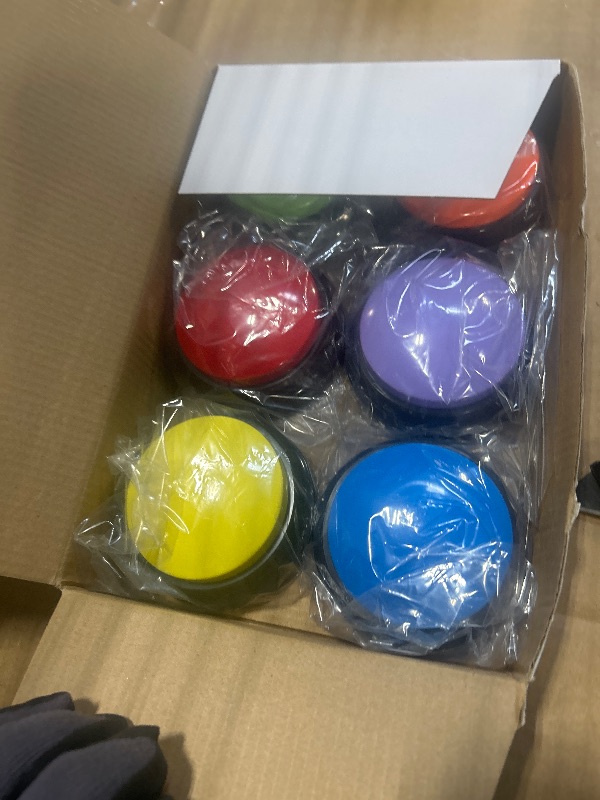 Photo 1 of ***MISSING PIECES*** Dog Buttons for Communication, 12 Pcs 6 Color Dog Talking Button Set, 30s Recordable Voice Pet Training Buzzers, Speaking Buttons for Dogs & Cats with 2 Scene Stickers (Batteries Not Included)
