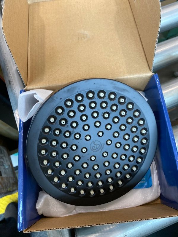 Photo 1 of ***JUST HEAD MISSING MOUNT*** High Pressure Shower Head - Anti-Clogging Silicone Nozzles - 2.5 GPM Removable Restrictor - Easy to Clean Adjustable Replacement - easy to install with Plumbers Tape - 6 inch - Matte Black Finish