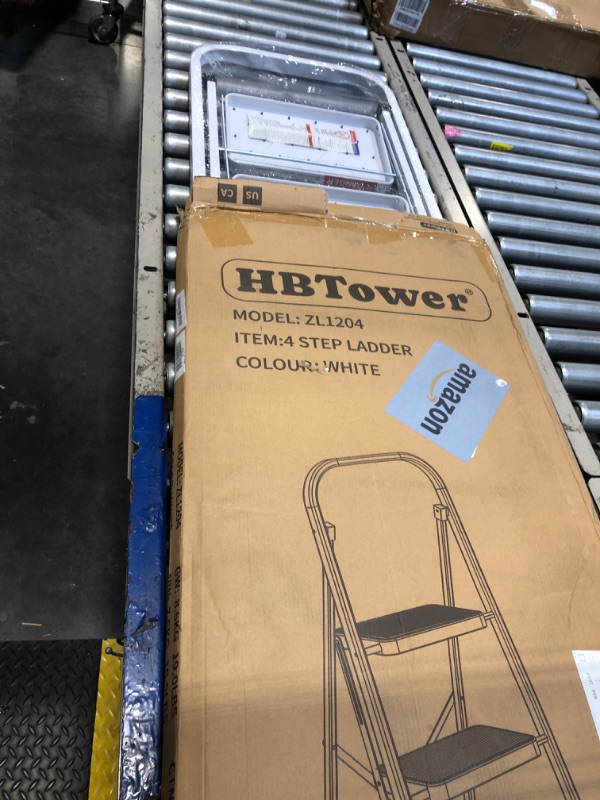 Photo 1 of HBTower Step Ladder Folding Step Stool for Adults with Anti-Slip Pedal,330 lbs Capacity for Kitchen, Home,White