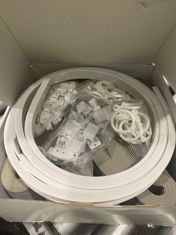 Photo 1 of ILRON Accordion Folding Room Partition with Ceiling Track - Retractable Room Divider Curtain, Effortless Setup(Beige 100" W x 96" L-Pack of 1)