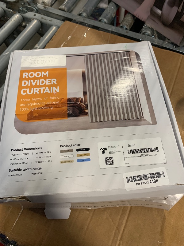 Photo 1 of ILRON Accordion Folding Room Partition with Ceiling Track - Retractable Room Divider Curtain, Effortless Setup(Beige 100" W x 96" L-Pack of 1)