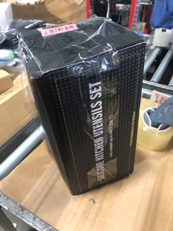 Photo 1 of Umite Chef Silicone Kitchen Utensil Set, 34PCS Heat Resistant Kitchen Gadgets and Tools With Grater, Wood Handles for Nonstick Cookware (Dark Gray)