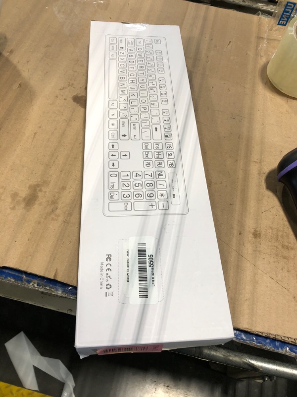 Photo 1 of *UNTESTED*
KOPJIPPOM Large Print Backlit Wireless Keyboard, 2.4G Silent Wireless Light Up Keyboard, Full Size Computer Keyboards with 7 Colored Backlits, Rechargeable Keyboards for Windows, PC, Laptop