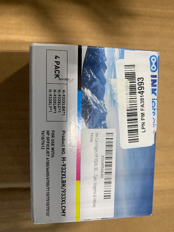 Photo 1 of *** 1 PACK / BLACK *** Ink Cartridges HP 932XL 933XL. Works with OfficeJet 6600 6700 7610 7612 7510 7110 6100 Printers. 4 Pack (Black, Cyan, Magenta & Yellow).