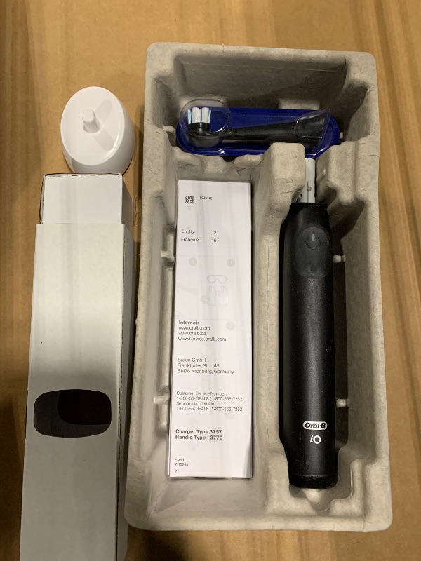 Photo 1 of *** 1 RECHARGEABLE BRUSH *** Oral-B iO Series 2 Rechargeable Electric Powered Toothbrush Starter Kit, Night Black with 2 Brush Heads - Automatic Pressure Sensor to Protect Gums - 3 Modes - 2 Min Timer
