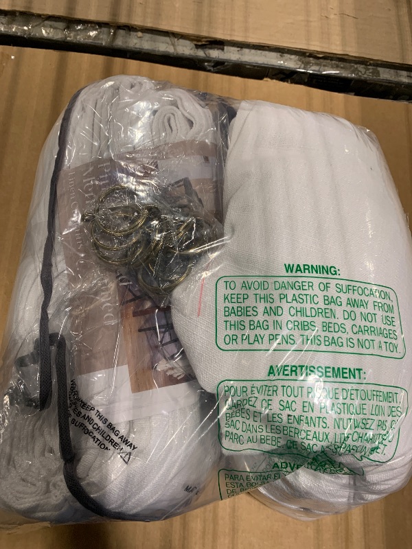 Photo 1 of Pinch Pleated Linen Curtains 105 Inches Long for Living Room 2 Panels Set Memory Trained Pleat Drapes Back Tab Light Filtering Neutral Boho Ceiling Floor 105 Inch Length Window Curtains Snow White