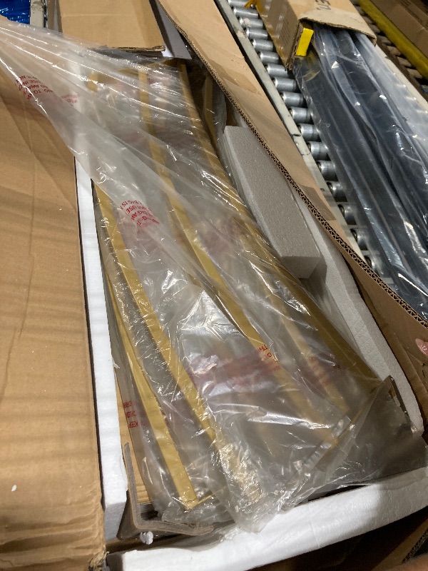 Photo 1 of Tribesigns 59 inch Gold Console Table, Modern Entryway Table with Grid-Shaped Metal Base for Entrance, Hallway, Entryway, Living Room(White Faux Marble & Gold)