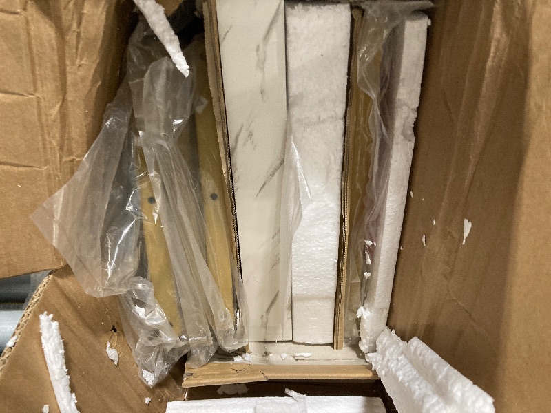 Photo 1 of Tribesigns 59 inch Gold Console Table, Modern Entryway Table with Grid-Shaped Metal Base for Entrance, Hallway, Entryway, Living Room(White Faux Marble & Gold)